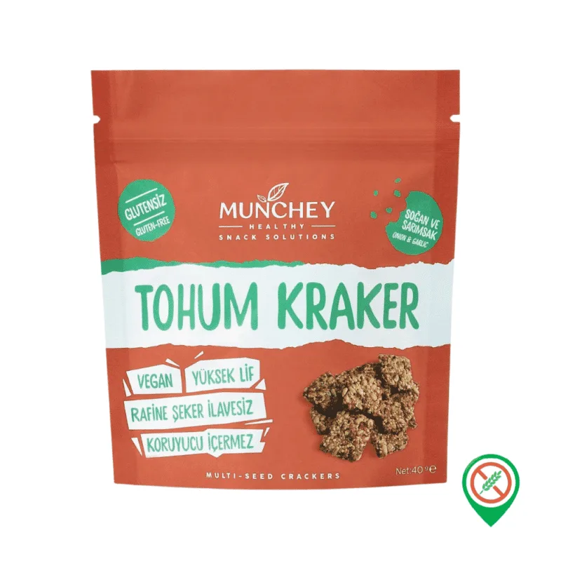 Munchey Sogan ve Sarimsakli Tohum Kraker 40 gr