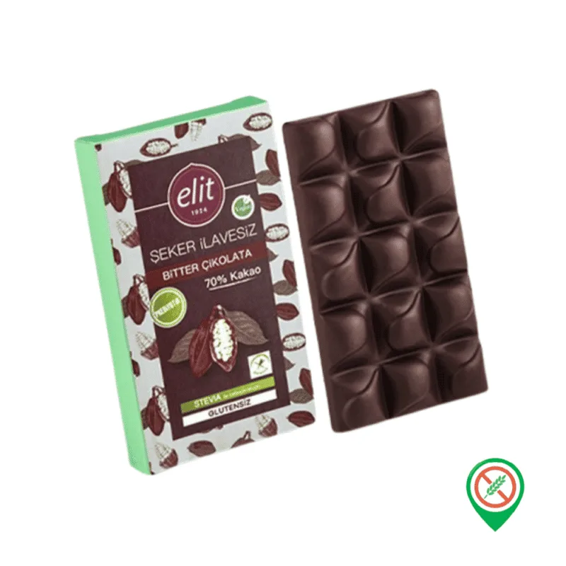 Elit Seker Ilavesiz ve Prebiyotik Bitter 70 Kakao Cikolata 60 gr