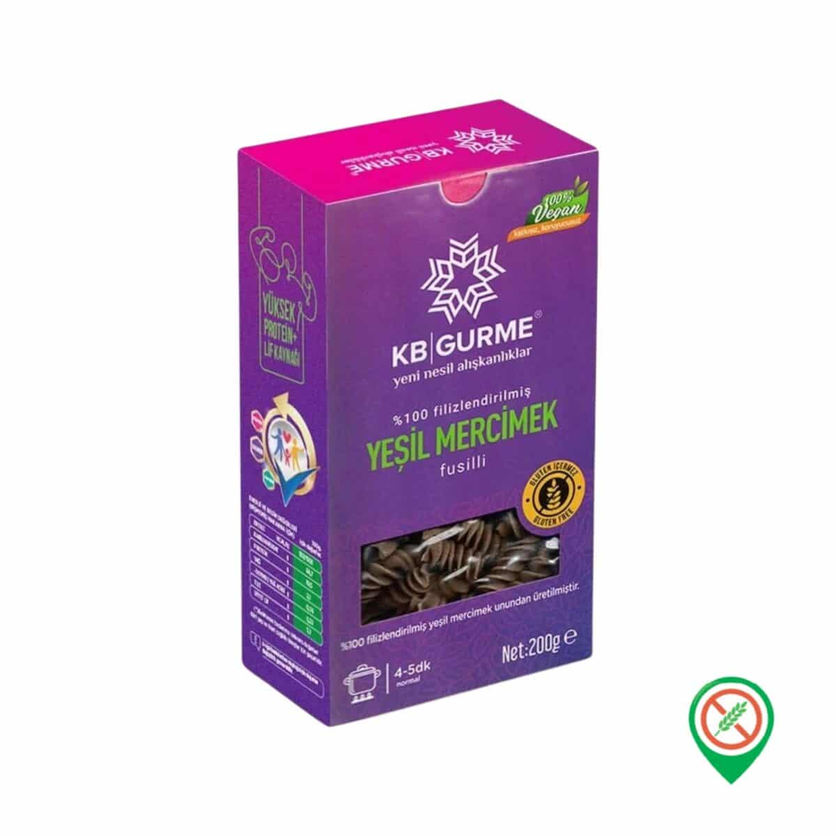 KB Gurme Filizlendirilmis Yesil Mercimek Fusilli Makarna 200 gr