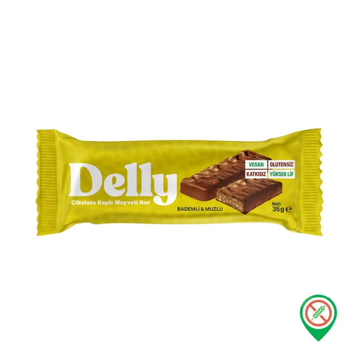 Delly Sekersiz Cikolata Kapli Bademli Muzlu Bar 35 gr