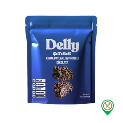 Delly Çıtırık Kinoa Patlaklı & Fındıklı Çikolata 40 gr